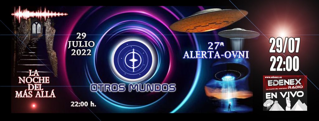 Os recuerdo que el día 29 (viernes) de este mes de julio llevaremos a cabo, por primera vez, fundidos ambos, nuestros dos especiales de Otros Mundos: la 27ª Alerta OVNI y la 15ª Noche del Más Allá. Como ya sabéis, es a nivel internacional, por lo que todos los que deseéis ser parte, será un placer, sobre todo en el lado ufológico, ya que en el lado paranormal contaremos con varios equipos de investigación, que estarán inmersos en lugares interesantes para desarrollar dicha investigación en directo, al margen de intervenciones con compañeros versados en este terreno. Por tanto, la participación vuestra sería para la parte ufológica, en la que poder observar el cielo y hacernos saber de cualquier anomalía que se pudiera presentar. Os agradezco que ramifiquéis la información, con el fin de que seamos un número elevado. Y recordad, da igual en qué parte del mundo te encuentres. Comenzaremos a las 10 de la noche, hora en España, por lo que será por la tarde en América; madrugada en Asia y mañana en Oceanía, sin olvidar a quiénes estéis en el continente africano. La emisión, en un principio, se podrá seguir en directo a través de www.radiomolina.com y en www.radio-antorva.com. También nos emitirán, al margen de la nuestra, Radio Compañía, otras emisoras que reflejaré más adelante. Aquí, en este grupo de Telegram, en el grupo de Whatsapp y en las redes sociales (en Facebook tenemos, desde hace años, el grupo 'Viajeros de la Nave del Misterio - Otros Mundos' en el que también estáis invitados, y estaremos pendientes de lo que comentéis para trasladarlo a los micrófonos. Muchas gracias a todos un año más.