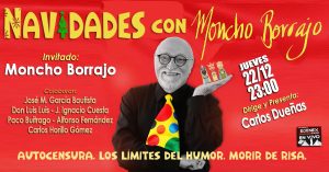 "Navidad con Moncho Borrajo". Con Moncho Borrajo todo un ícono del humor y del espectáculo hemos querido pasar las navidades este año en TONDI. Además hablaremos de la autocensura, de los límites del humor ya hasta de gente que ha muerto de risa. No te lo tomes a broma que un TONDI siempre te sorprenderá. Como siempre colaboran con más contenidos: José Manuel García Bautista, Luis Cerezo Samperiz, Laura Vivancos, Juan Ignacio Cuesta Millán, Paco Buitrago, Alfonso Fernández Castillo y Carlos Horrillo Gomez nos traen cada uno desde su peculiar punto de vista. En los Edipots nuestra querida Noly Encinas nos repasa la actualidad del mundo del misterio en la radio. Dirige y presenta: Carlos Dueñas