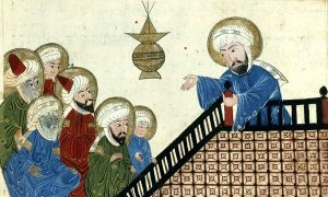 A los cuarenta años, Mahoma empezó a predicar la nueva religión del Islam, que le estaba siendo revelada a él, poco a poco, durante sus estancias en el desierto.