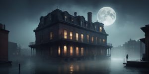 Visión especulativa del Hotel Cecil en un estado de abandono e inundación, una imagen que refleja su oscura historia y los ecos de tragedias pasadas. Un lugar donde el tiempo parece haberse detenido, atrapando sus secretos en un inquietante silencio.