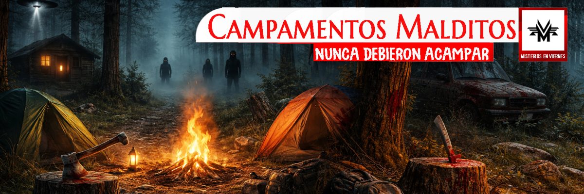 v13_CAMPAMENTOS En este episodio de Misterios en Viernes, titulado “Campamentos Malditos”, nos acercamos a la cara más extraña y peligrosa de la acampada. Crímenes, abducciones, monstruos y leyendas se entrelazan en historias que han marcado bosques, campings y zonas de descanso donde pasar la noche nunca fue una idea tranquila. Alrededor de una hoguera, con el bosque como único testigo, repasamos casos reales y relatos que han alimentado el miedo en torno a tiendas de campaña, caminos solitarios y lugares donde el silencio parece esconder algo más. Un programa para escuchar con la mirada fija en la oscuridad y el fuego bien cerca.