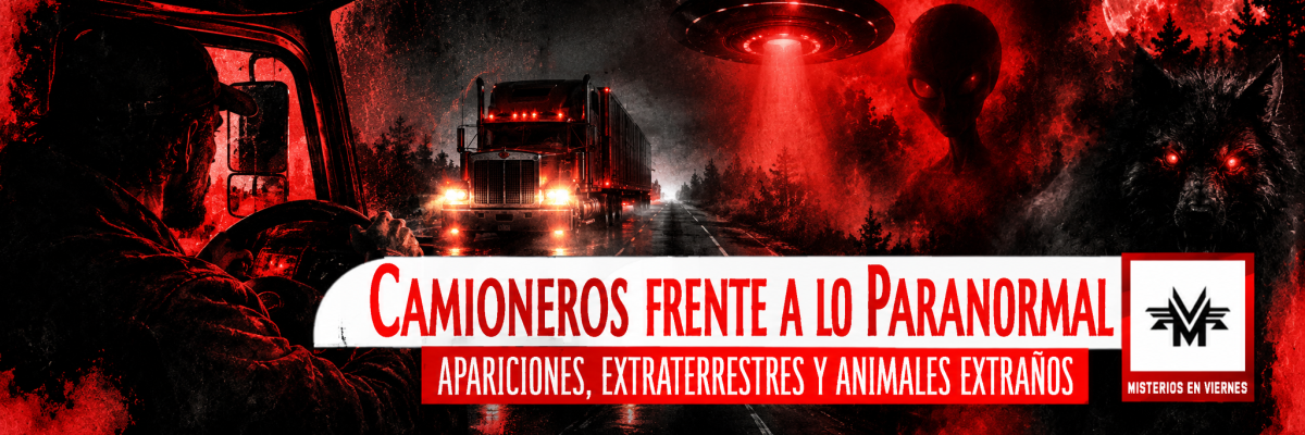 v13_camion Camioneros frente a lo paranormal aborda los relatos y experiencias extraordinarias vividas por conductores de camión durante sus largas jornadas por carreteras, especialmente en lugares solitarios y durante la noche. Apariciones inexplicables, encuentros con extrañas criaturas, animales de comportamiento insólito, luces misteriosas y supuestos avistamientos de objetos voladores forman parte de unas historias transmitidas entre camioneros y que, en algunos casos, han quedado convertidas en auténticas leyendas de carretera. Un recorrido por el lado más desconocido de las carreteras, donde la soledad, la oscuridad y lo inexplicable se encuentran.